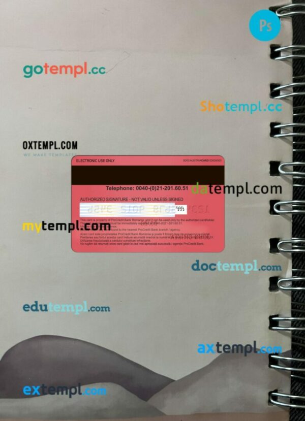 Romania ProCredit Bank Visa Electron card PSD scan and photo-realistic snapshot, 2 in 1 - Image 2