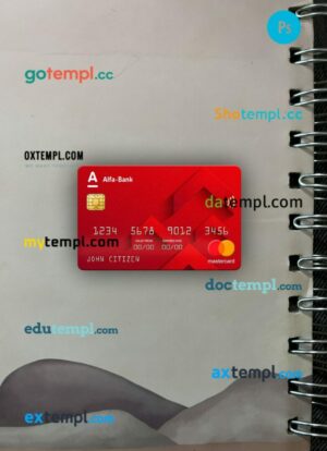 Russia Alfa bank mastercard PSD scan and photo taken image, 2 in 1