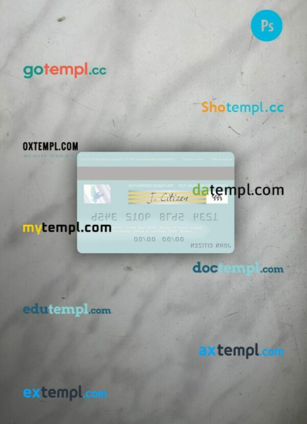 Russia Bank ZENIT visa debit card PSD scan and photo-realistic snapshot, 2 in 1 - Image 2