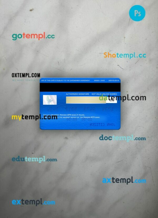Rwanda BPR bank visa electron card PSD scan and photo-realistic snapshot, 2 in 1 - Image 2