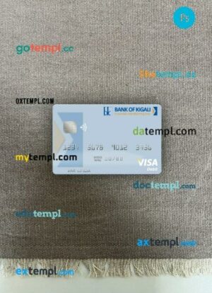 Rwanda Bank of Kigali visa debit card PSD scan and photo-realistic snapshot, 2 in 1
