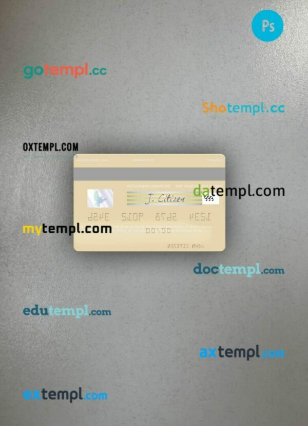 Saint Kitts and Nevis Bank of Nevis visa debit card PSD scan and photo-realistic snapshot, 2 in 1 - Image 2
