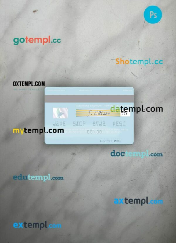 Saint Lucia Loyal Bank Limited visa debit card PSD scan and photo-realistic snapshot, 2 in 1 - Image 2