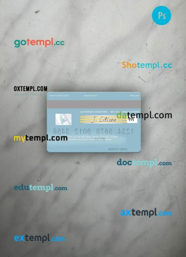 Samoa ANZ Bank visa debit card PSD scan and photo-realistic snapshot, 2 in 1 - Image 2