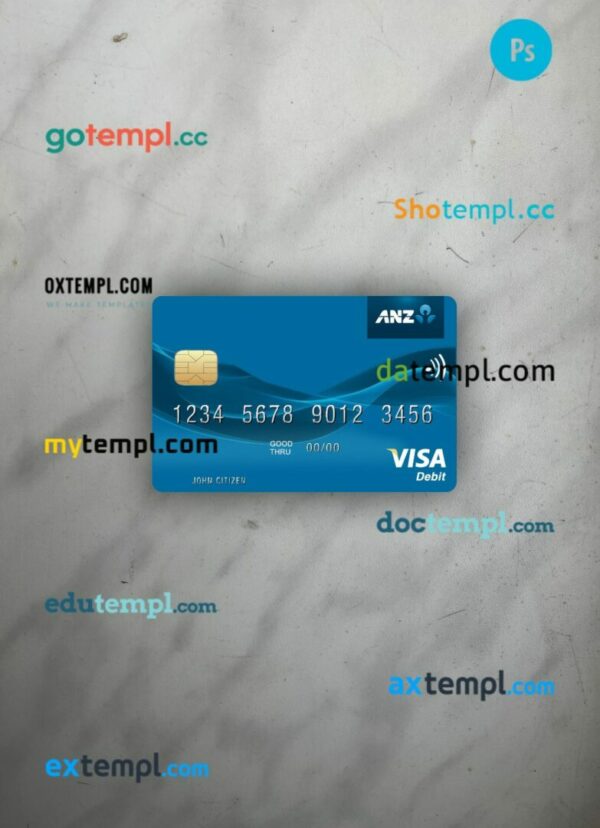 Samoa ANZ Bank visa debit card PSD scan and photo-realistic snapshot, 2 in 1