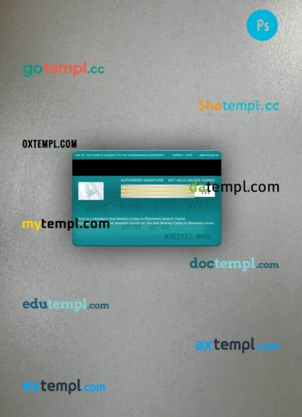 San Marino Cassa di Risparmio bank visa classic card PSD scan and photo-realistic snapshot, 2 in 1 - Image 2
