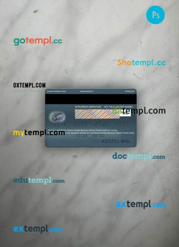 Saudi Arabia Banque Saudi Fransi bank mastercard PSD scan and photo taken image, 2 in 1 - Image 2
