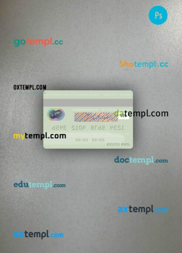 Saudi Arabia The National Commercial Bank mastercard PSD scan and photo taken image, 2 in 1 - Image 2