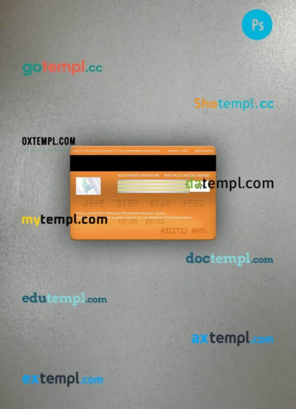 Senegal Attijariwafa Bank visa electron card PSD scan and photo-realistic snapshot, 2 in 1 - Image 2