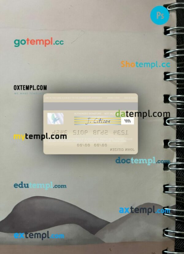 Sierra Leone Bank of Sierra Leone visa debit card PSD scan and photo-realistic snapshot, 2 in 1 - Image 2