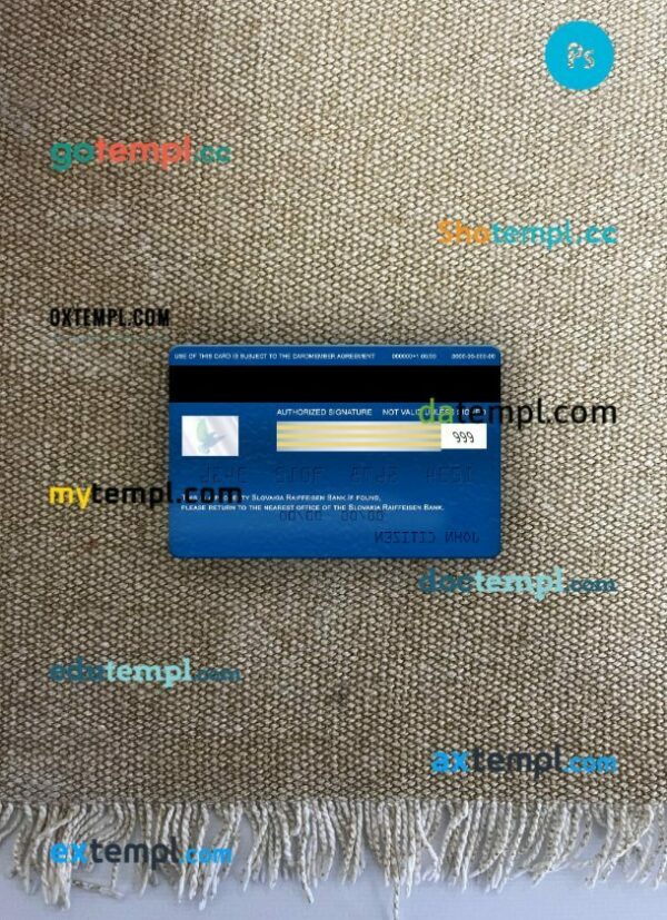 Slovakia Raiffeisen Bank visa classic card PSD scan and photo-realistic snapshot, 2 in 1 - Image 2