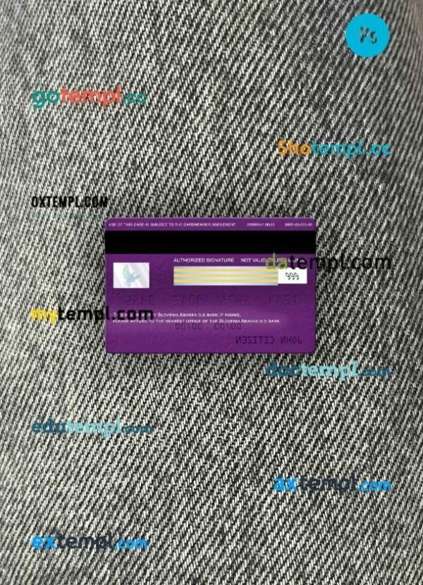 Slovenia Abanka d.d bank visa classic card PSD scan and photo-realistic snapshot, 2 in 1 - Image 2