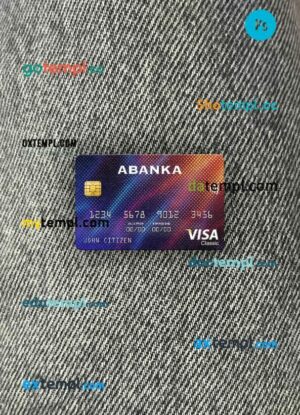 Slovenia Abanka d.d bank visa classic card PSD scan and photo-realistic snapshot, 2 in 1