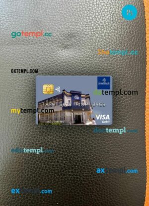 Somalia Amal Bank visa debit card PSD scan and photo-realistic snapshot, 2 in 1