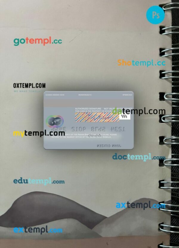 Somalia Amana Bank mastercard PSD scan and photo taken image, 2 in 1 - Image 2
