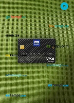 Somalia Sombank visa signature card PSD scan and photo-realistic snapshot, 2 in 1