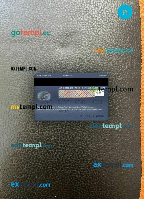 South Africa First National Bank (FNB) mastercard PSD scan and photo taken image, 2 in 1 - Image 2