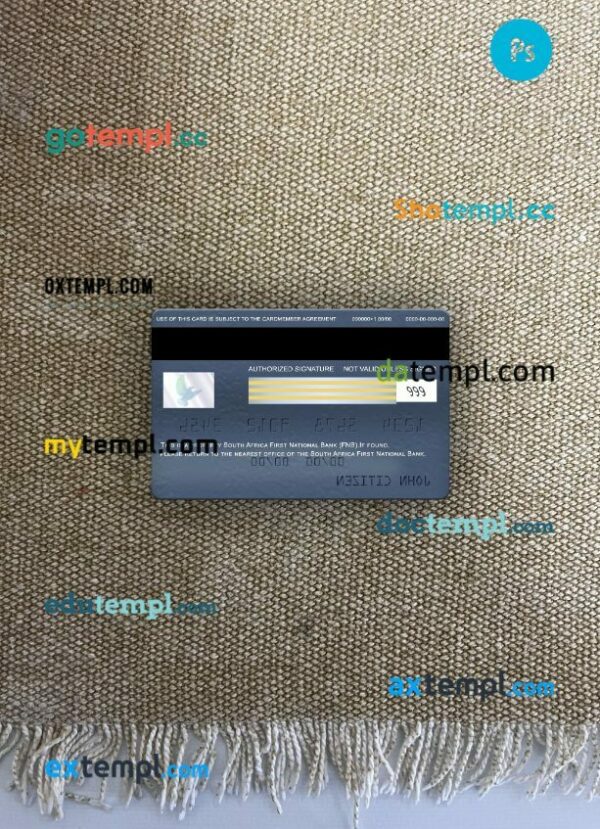 South Africa First National Bank (FNB) visa electron card PSD scan and photo-realistic snapshot, 2 in 1 - Image 2