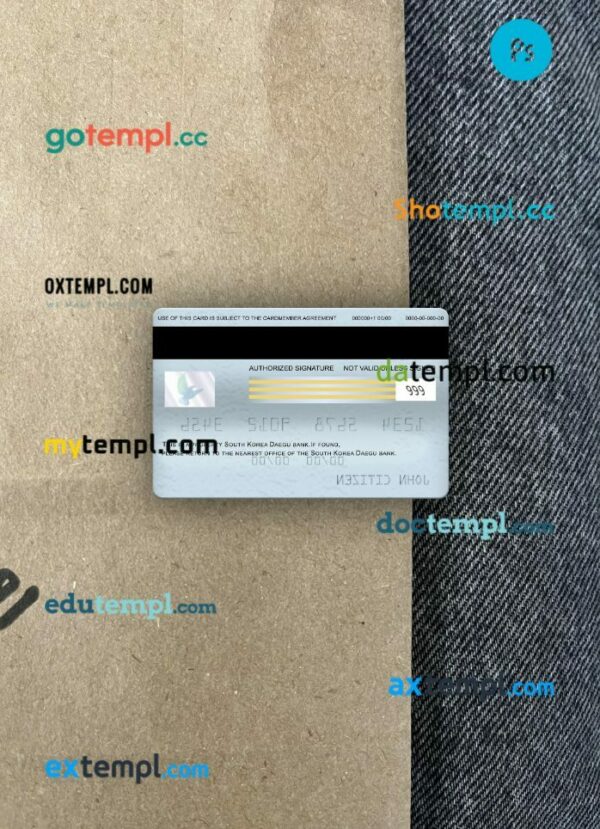 South Korea Daegu bank visa electron card PSD scan and photo-realistic snapshot, 2 in 1 - Image 2