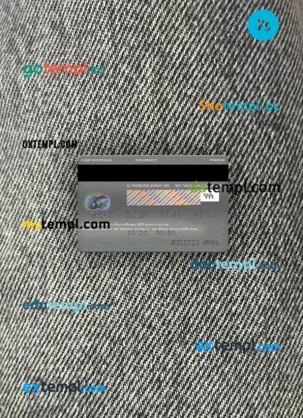South Korea KDB bank mastercard platinum PSD scan and photo taken image, 2 in 1 - Image 2