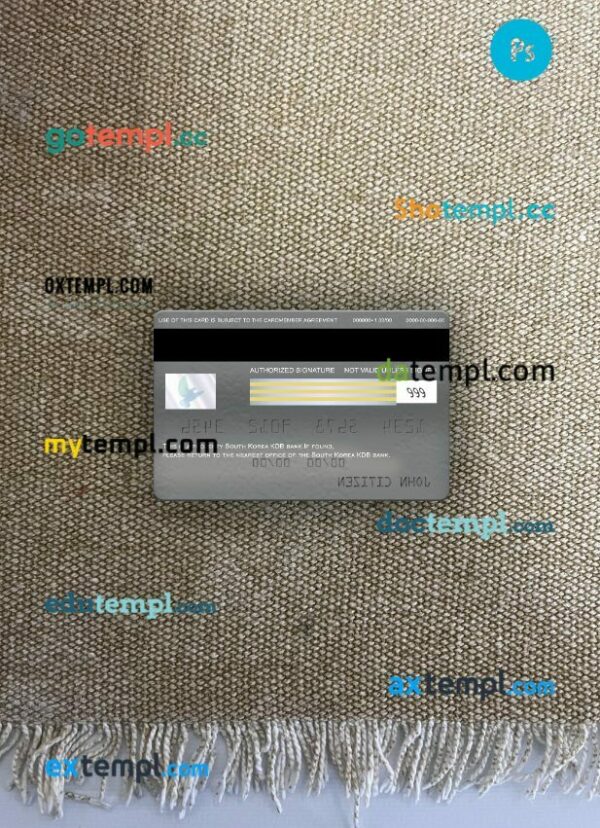 South Korea KDB bank visa platinum card PSD scan and photo-realistic snapshot, 2 in 1 - Image 2