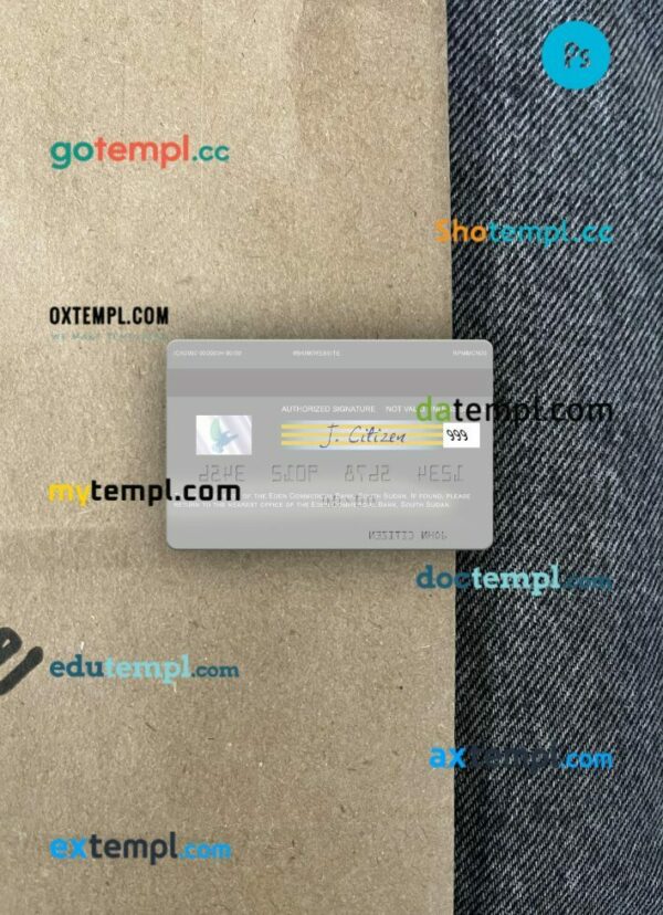 South Sudan Eden Commercial Bank visa debit card PSD scan and photo-realistic snapshot, 2 in 1 - Image 2