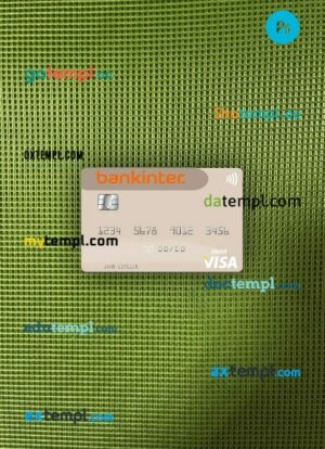 Spain Bankinter visa debit card PSD scan and photo-realistic snapshot, 2 in 1