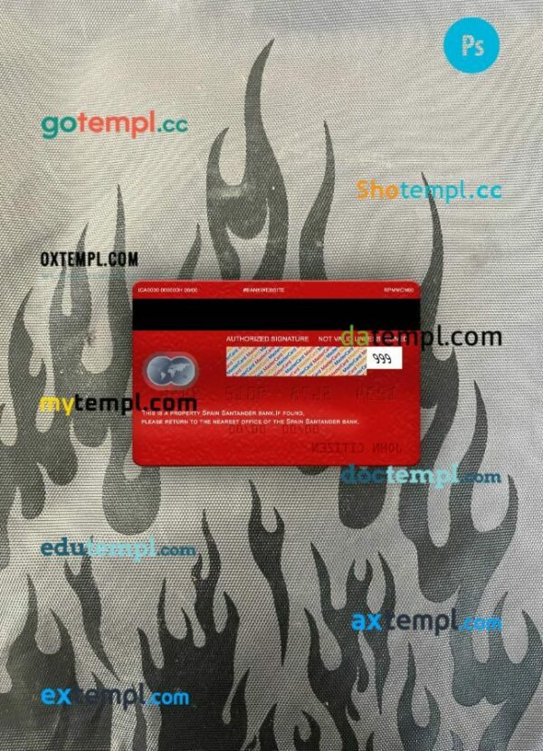 Spain Santander Bank mastercard PSD scan and photo taken image, 2 in 1 - Image 2