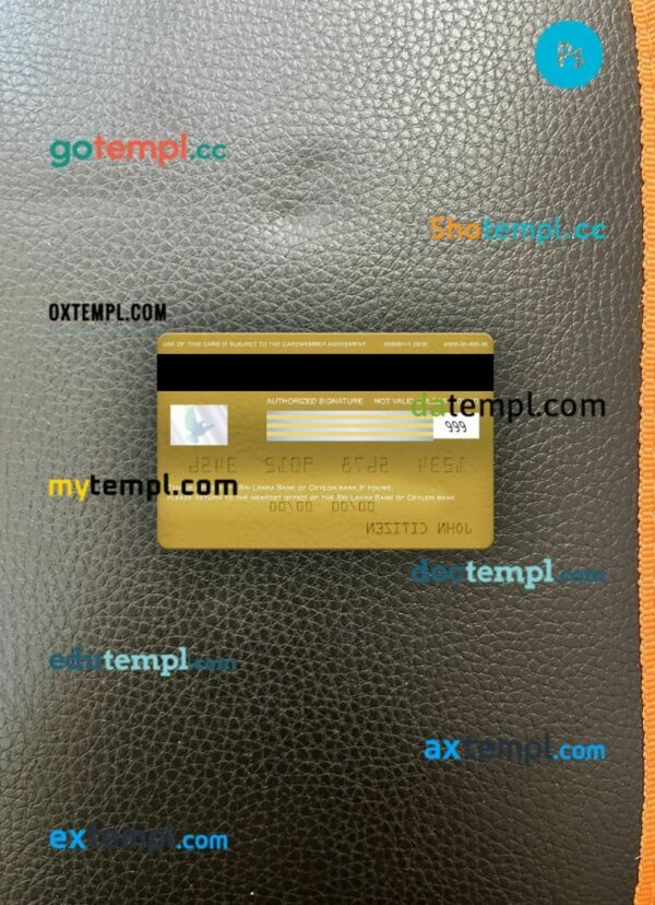 Sri Lanka Bank of Ceylon bank visa gold card PSD scan and photo-realistic snapshot, 2 in 1 - Image 2
