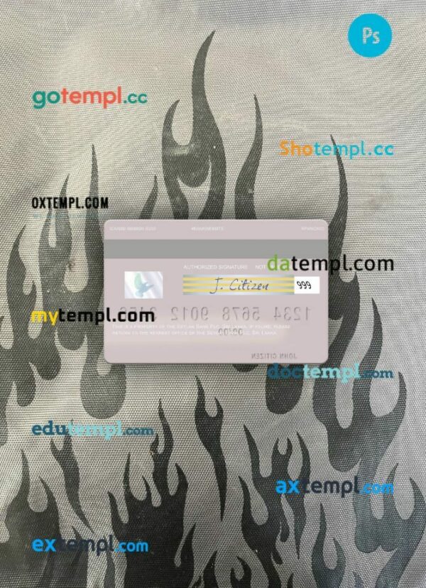 Sri Lanka Seylan Bank Plc visa debit card PSD scan and photo-realistic snapshot, 2 in 1 - Image 2