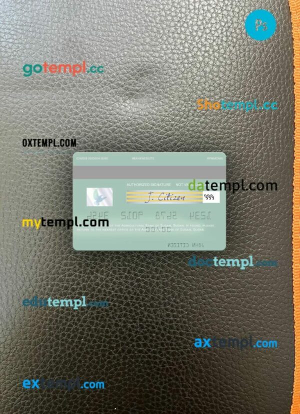 Sudan The Agricultural Bank of Sudan visa debit card PSD scan and photo-realistic snapshot, 2 in 1 - Image 2
