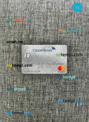 Switzerland Credit Suisse bank mastercard PSD scan and photo taken image, 2 in 1