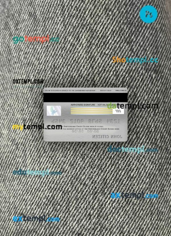 Switzerland Credit Suisse bank visa platinum card PSD scan and photo-realistic snapshot, 2 in 1 - Image 2