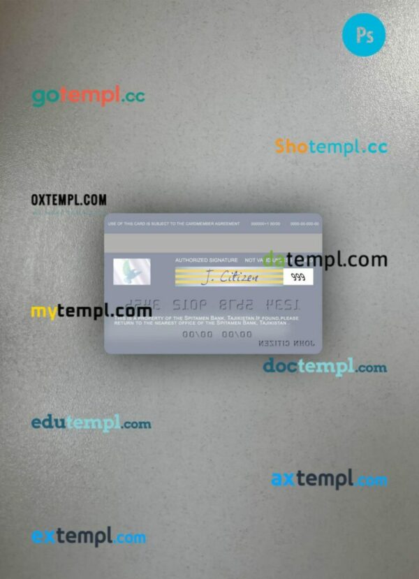 Tajikistan Spitamen Bank visa debit card PSD scan and photo-realistic snapshot, 2 in 1 - Image 2