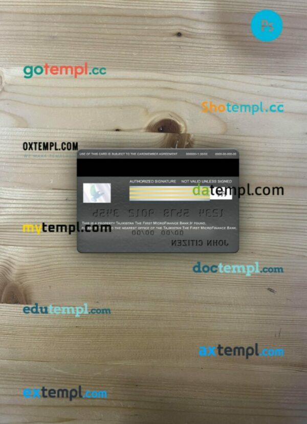 Tajikistan The First MicroFinance (FMFB) bank visa gold card PSD scan and photo-realistic snapshot, 2 in 1 - Image 2