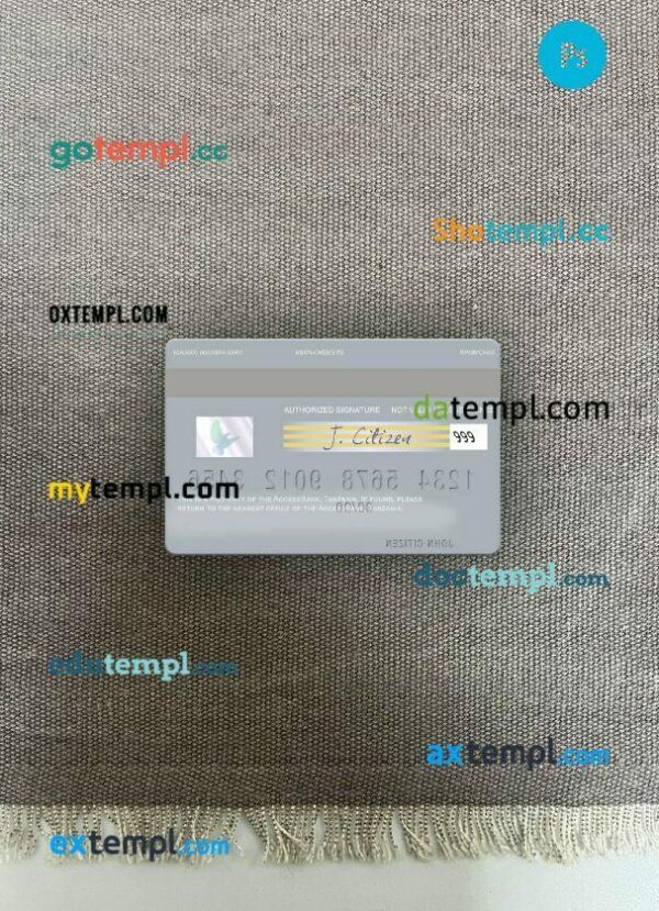 Tanzania AccessBank visa debit card PSD scan and photo-realistic snapshot, 2 in 1 - Image 2