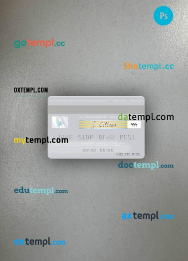 Tanzania BancABC visa debit card PSD scan and photo-realistic snapshot, 2 in 1 - Image 2