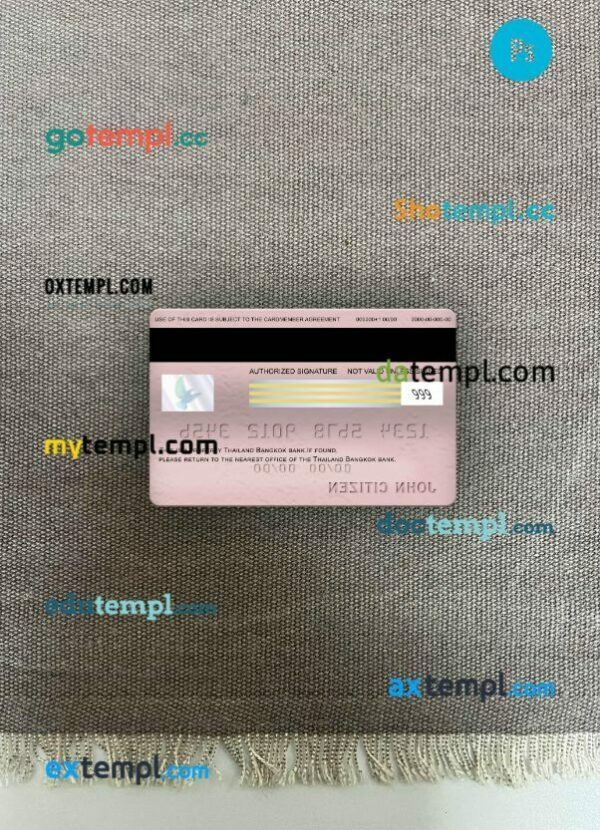 Thailand Bangkok bank visa classic card PSD scan and photo-realistic snapshot, 2 in 1 - Image 2