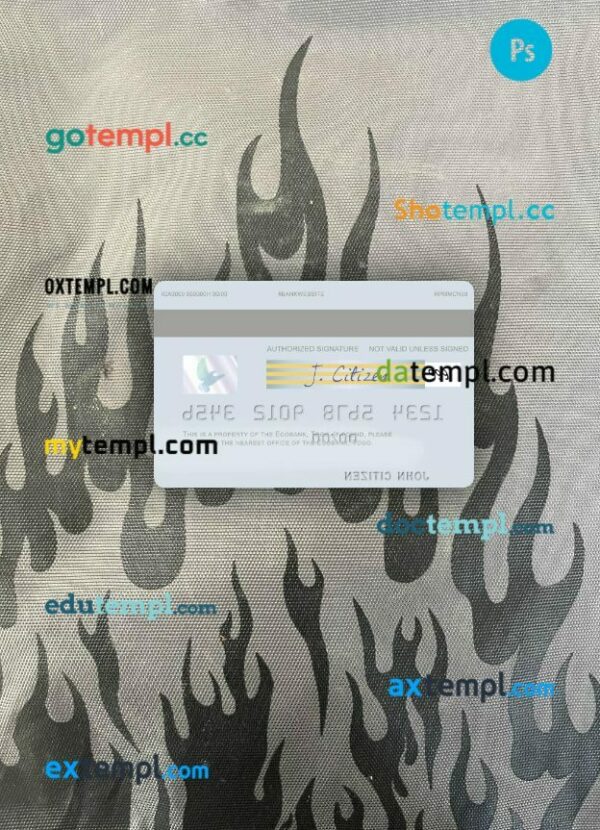 Togo Ecobank visa debit card PSD scan and photo-realistic snapshot, 2 in 1 - Image 2
