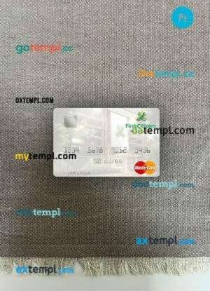 Trinidad and Tobago First Citizes Bank mastercard PSD scan and photo taken image, 2 in 1