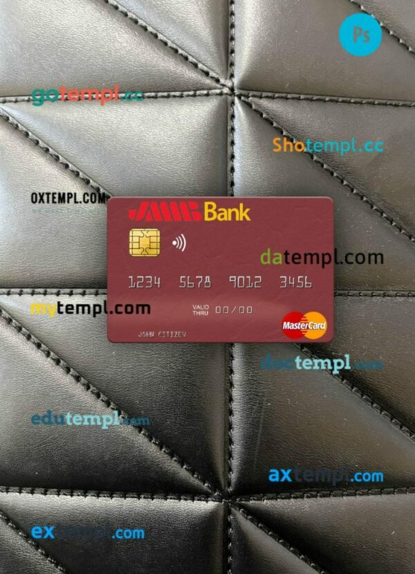 Tunisia JMMB Bank mastercard PSD scan and photo taken image, 2 in 1