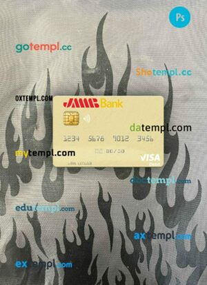 Tunisia JMMB Bank visa debit card PSD scan and photo-realistic snapshot, 2 in 1