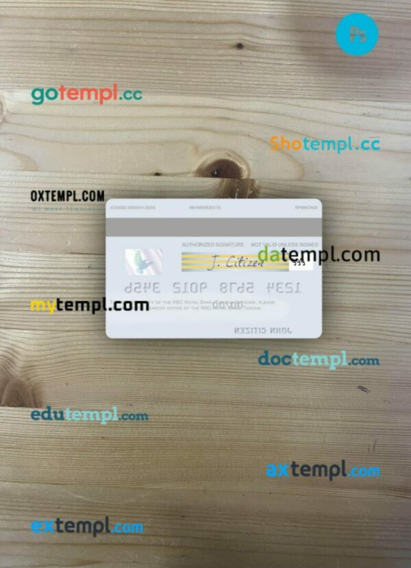 Tunisia RBC Royal Bank visa debit card PSD scan and photo-realistic snapshot, 2 in 1 - Image 2