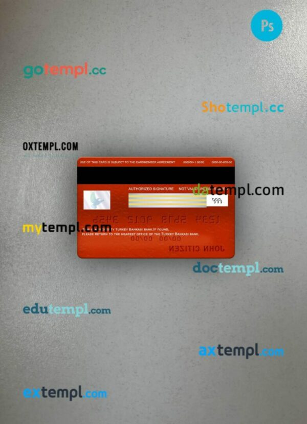 Turkey Bankasi bank visa classic card PSD scan and photo-realistic snapshot, 2 in 1 - Image 2