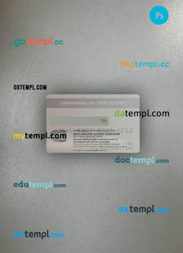 Turkey QNB Finansbank Card PSD scan and photo-realistic snapshot, 2 in 1 - Image 2