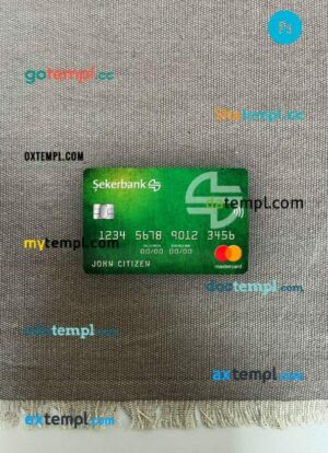 Turkey Sekerbank mastercard PSD scan and photo taken image, 2 in 1