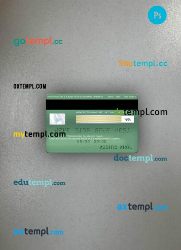 Turkmenistan Halkbank visa electron card PSD scan and photo-realistic snapshot, 2 in 1 - Image 2