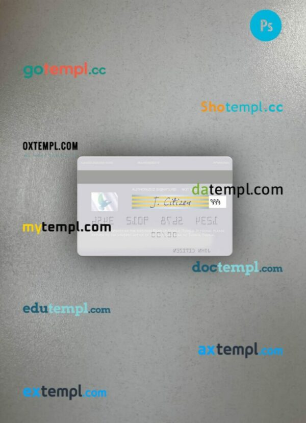 Tuvalu National Bank of Tuvalu visa debit card PSD scan and photo-realistic snapshot, 2 in 1 - Image 2