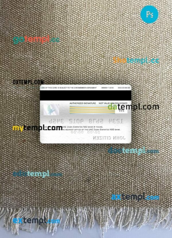 UAE Dubai Emirates NBD bank visa classic PSD scan and photo-realistic snapshot, 2 in 1 - Image 2