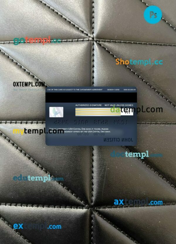 USA Capital One bank visa signature card PSD scan and photo-realistic snapshot, 2 in 1 - Image 2